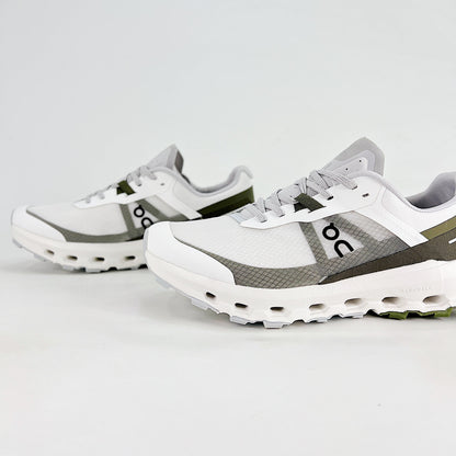 On Running Cloudnova – White & Olive Green Unisex Lifestyle Running Shoes