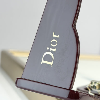 D**R Slim Rectangular Sunglasses | Burgundy Acetate Frame, Brown Lenses & Gold Logo Temple