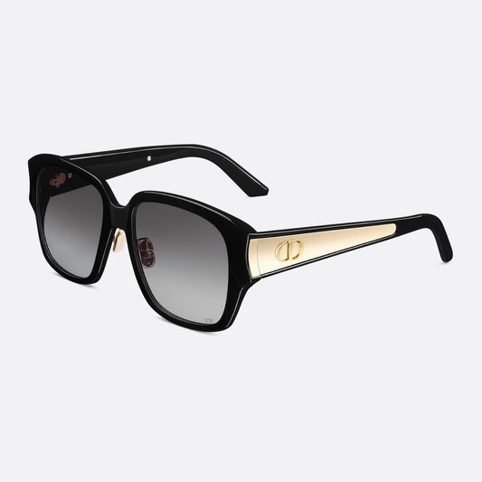 D**R Oversized Square Sunglasses | Black Acetate Frame, Grey Gradient Lenses & Gold CD Logo Temple Plate | 2 Colorways