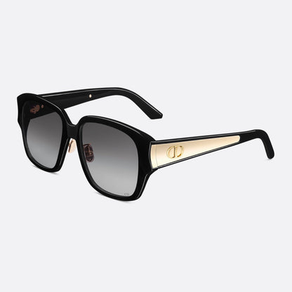 D**R Oversized Square Sunglasses | Black Acetate Frame, Grey Gradient Lenses & Gold CD Logo Temple Plate | 2 Colorways