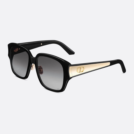 D**R Oversized Square Sunglasses | Black Acetate Frame, Grey Gradient Lenses & Gold CD Logo Temple Plate | 2 Colorways