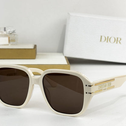 D**R Oversized Square Sunglasses | Thick Acetate Full Frame, Christian Dior Paris Gold Temple Plaque, Flat Dark Lenses | 6 Colors