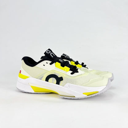 On THE ROGER Pro Fire – Unisex Lightweight Breathable Anti-Slip Shock-Absorbing Low-Top Tennis Shoes | White, Neon Yellow & Black