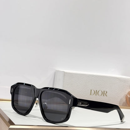 D**R Oversized Square Acetate Sunglasses | Gradient Grey-Brown, Dior Oblique Blue-Grey & Near-Clear Lenses, CD Rivet Temple | 6 Colors