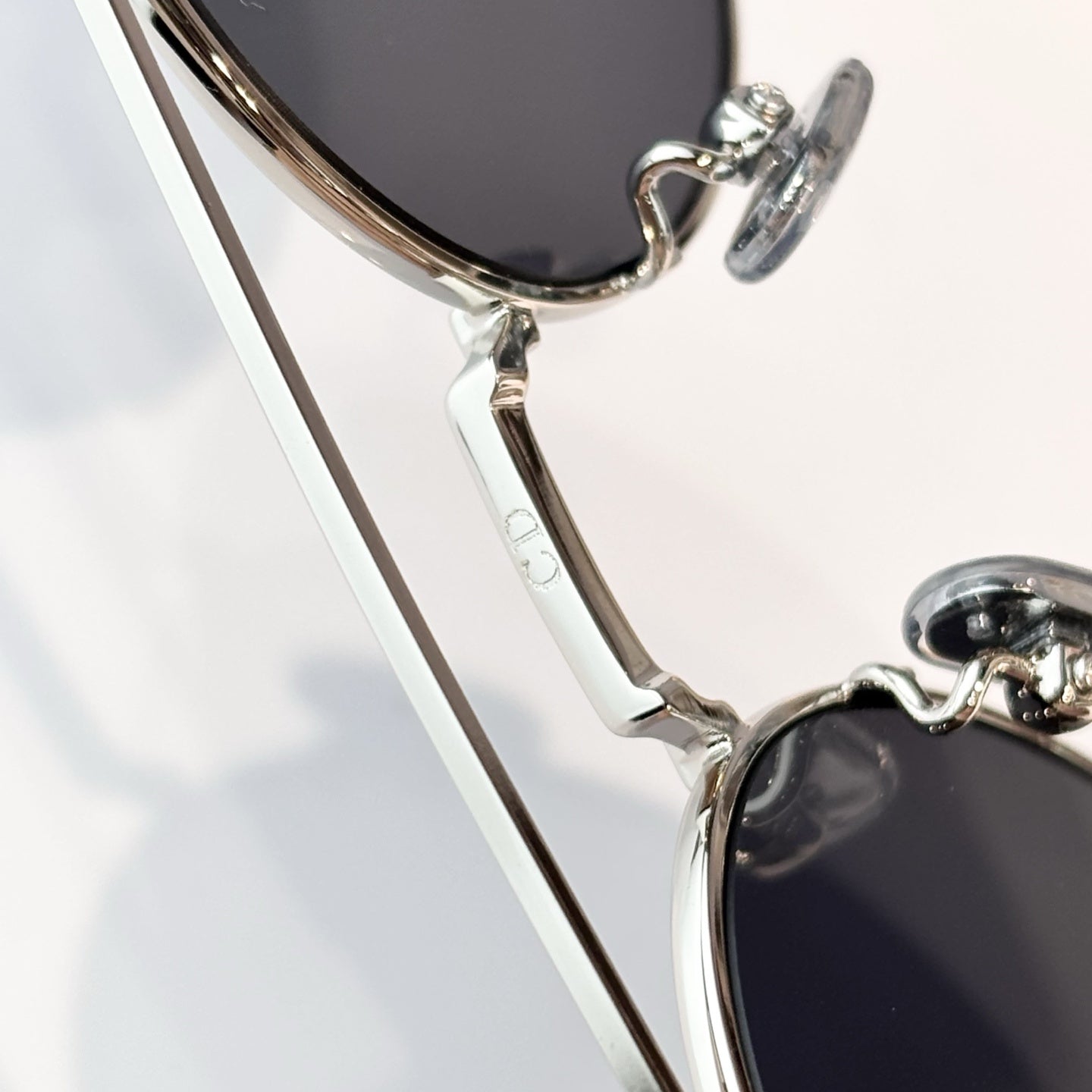 D**R Round Sunglasses | Silver Double-Bridge Metal Frame & Dark Grey Lenses