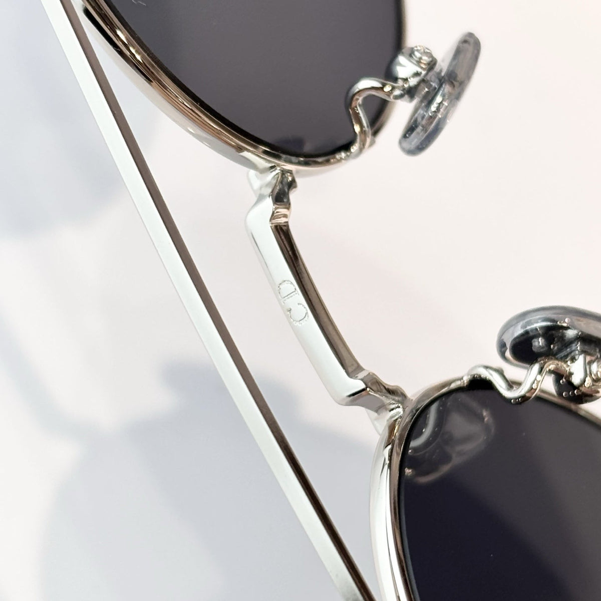 D**R Round Sunglasses | Silver Double-Bridge Metal Frame & Dark Grey Lenses