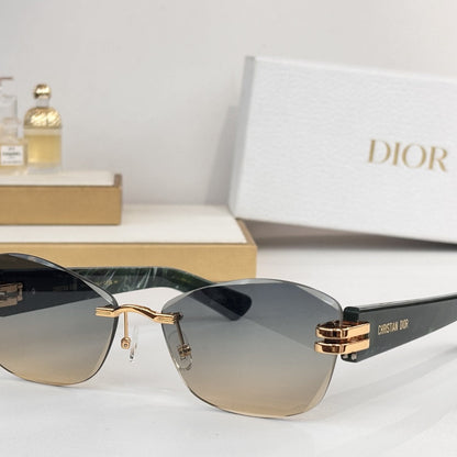 D**R Rimless Butterfly Sunglasses | Gold Wave Metal Nose Bridge, Triple-Bar Temple Connector, Tortoiseshell & Black Acetate | 6 Colors