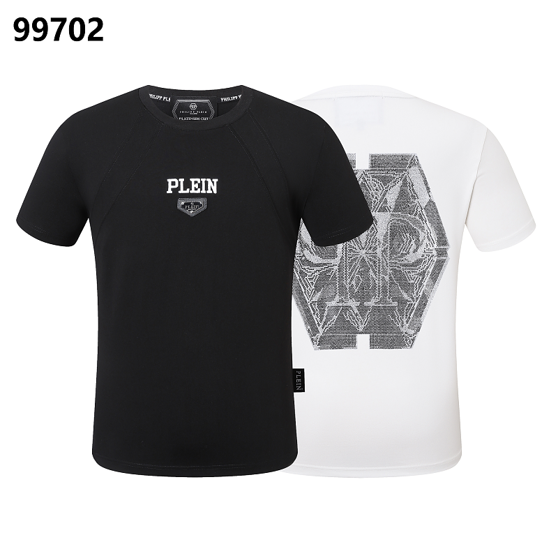 P**P Men's Logo Embroidered Crew Neck T-Shirt | Black White