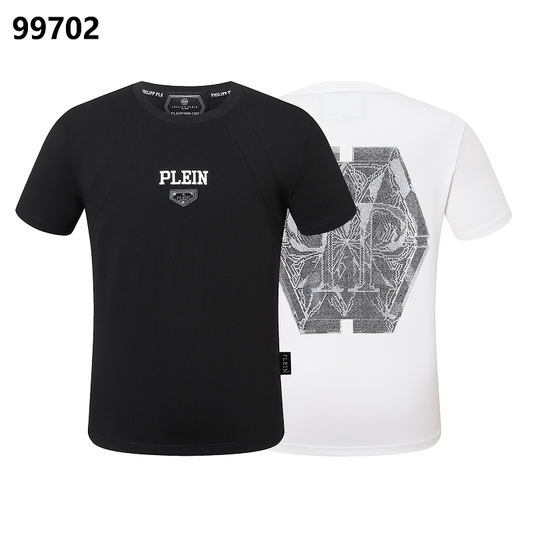 P**P Men's Logo Embroidered Crew Neck T-Shirt | Black White