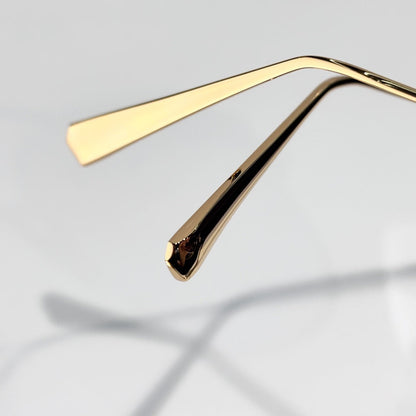 D**R Butterfly Square Sunglasses | Gold Metal Frame, Pearl Hinge Detail, Gradient Rose-Brown Lenses | Multiple Colors
