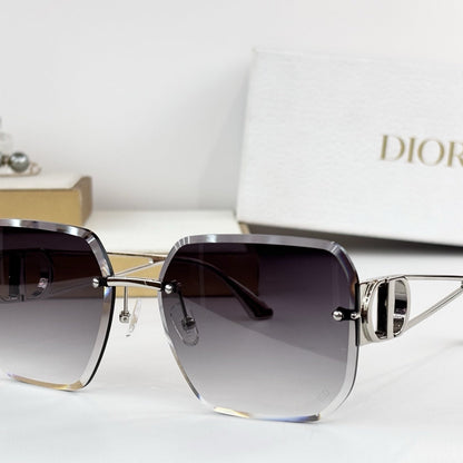 D**R 30Montaigne S6U Rimless Sunglasses | Gold Metal Frame, Brown Gradient Bevelled Lenses, CD Logo Temple | Multiple Colors