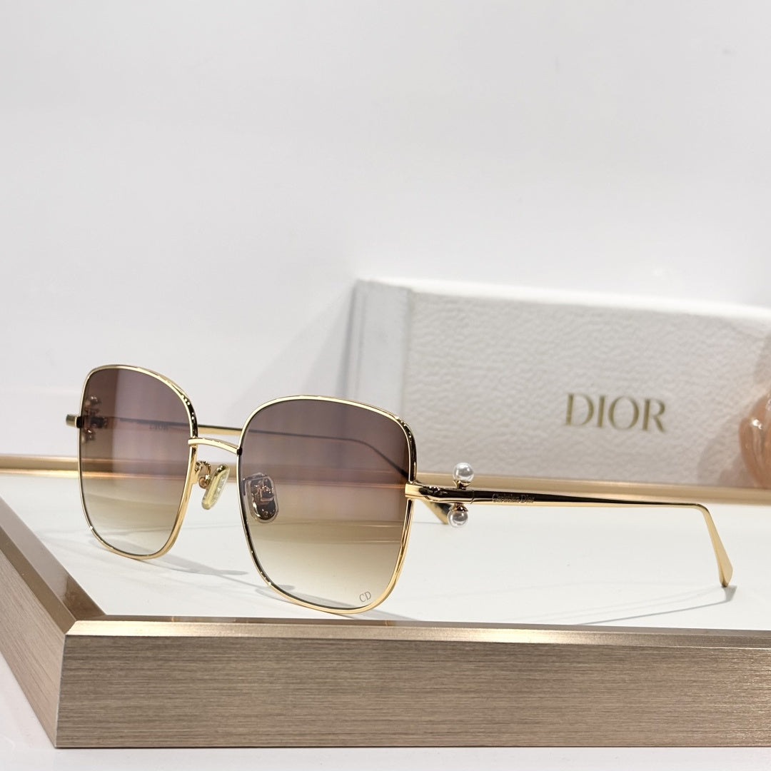 D**R Oversized Square Sunglasses | Gold Metal Frame, Double Pearl Hinge, Multi-Gradient Lenses | 6 Colors