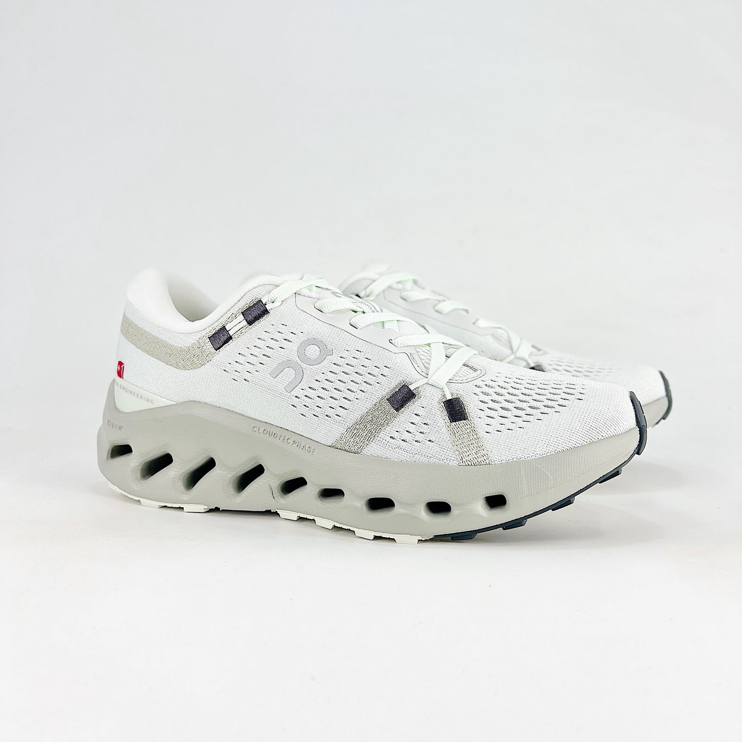 On Cloudsurfer 2 – White & Mineral Grey Unisex Soft Cushioned Breathable Running Shoes