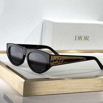 D**R MissDior S1U Narrow Cat Eye Sunglasses | Black Acetate Frame, Grey Gradient Lenses, Gold CD Logo Temple | Multiple Colors