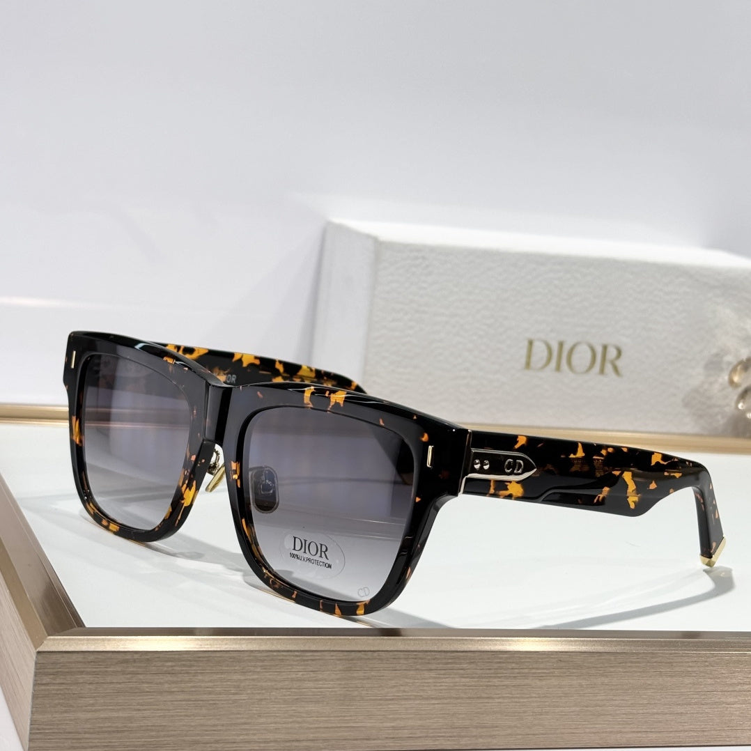 D**R Bold Square Acetate Sunglasses | Thick Frame, CD Metal Inlay, Three-Rivet Temple, Flat & Gradient Lenses | 6 Colors