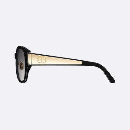 D**R 30Montaigne S3U Oversized Square Sunglasses | Black Acetate Frame, Grey Gradient Lenses, Gold CD Logo Temple | Multiple Colors