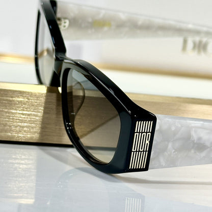 D**R Narrow Rectangular Sunglasses | White Acetate Frame, Dark Lenses & Metal Stripe Logo Badge | 4 Colorways