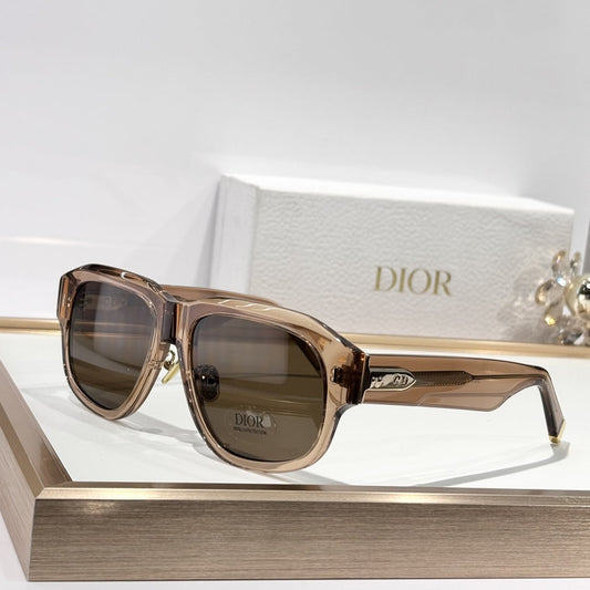 D**R Bold Square Acetate Sunglasses | Oval CD Metal Inlay, Grooved Temple, Gradient & Flat Lenses | 6 Colors incl. Tortoiseshell & Champagne
