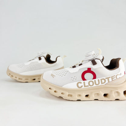 On Cloudmonster 2 – Unisex Lightweight Breathable Maximum Cushioning Running Shoes with BOA Fit System | White & Cream