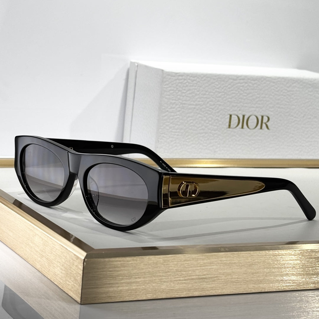 D**R MissDior S1U Narrow Cat Eye Sunglasses | Black Acetate Frame, Grey Gradient Lenses, Gold CD Logo Temple | Multiple Colors