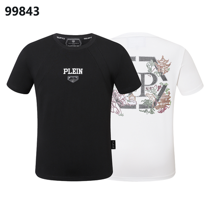 P**P Men's Father's Day Gift Logo Emblem T-Shirt | Black White