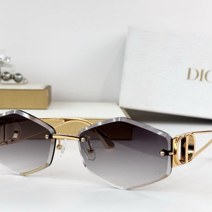 D**R 30Montaigne S6U Rimless Sunglasses | Gold Metal Frame, Brown Gradient Bevelled Lenses, CD Logo Temple | Multiple Colors
