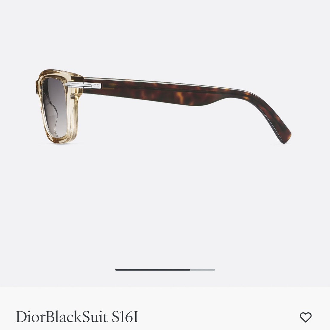 D**R BlackSuit Square Sunglasses | Crystal Acetate Frame, Tortoise Temples & Grey Gradient Lenses