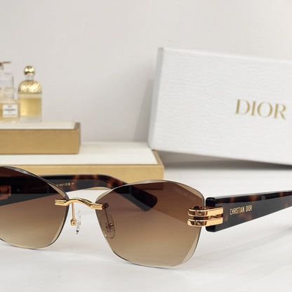 D**R Rimless Butterfly Sunglasses | Gold Wave Metal Nose Bridge, Triple-Bar Temple Connector, Tortoiseshell & Black Acetate | 6 Colors